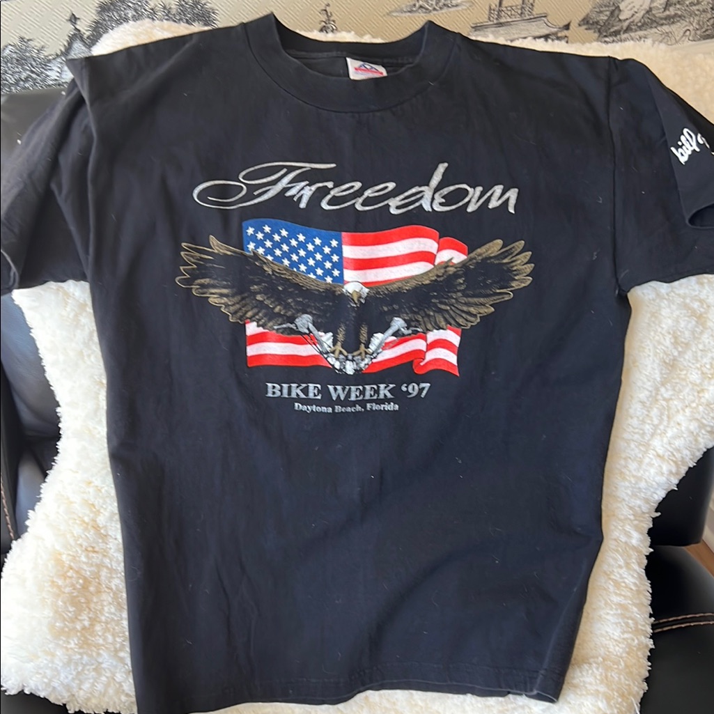 Freedom Bike Week Daytona Black TShirt Size LargeMedium